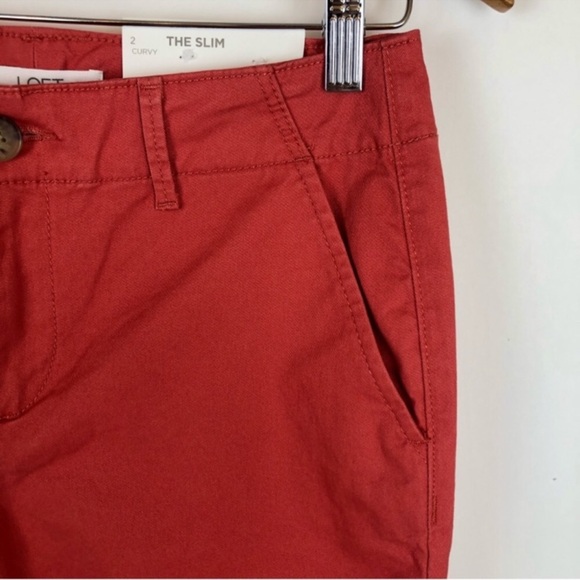 LOFT The Slim Curvy Women’s Size 2 Denim Jeans New with Tags Coral Salmon color - Picture 5 of 11